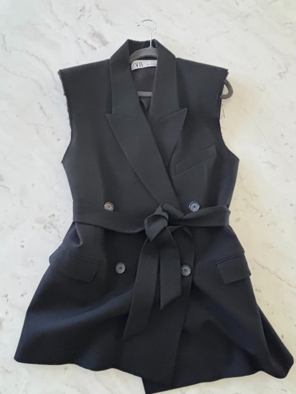 Zara Black Sleeveless Double Breasted Blazer/Vest - Size M/L